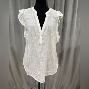 Old Navy White Ruffle Sleeve Blouse